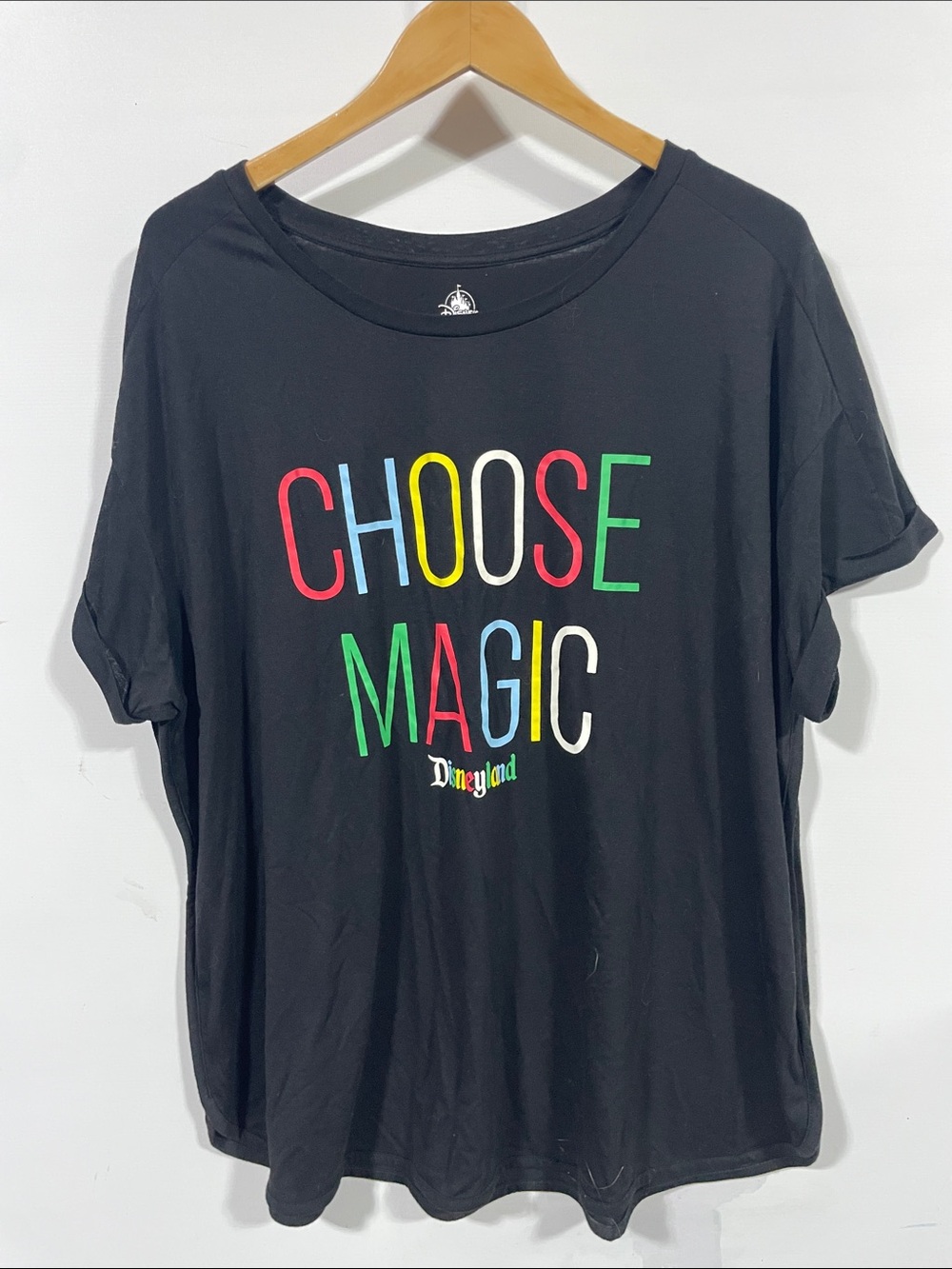 Disney Black 'Choose Magic' Multicolor Lettering Short Sleeve Tee